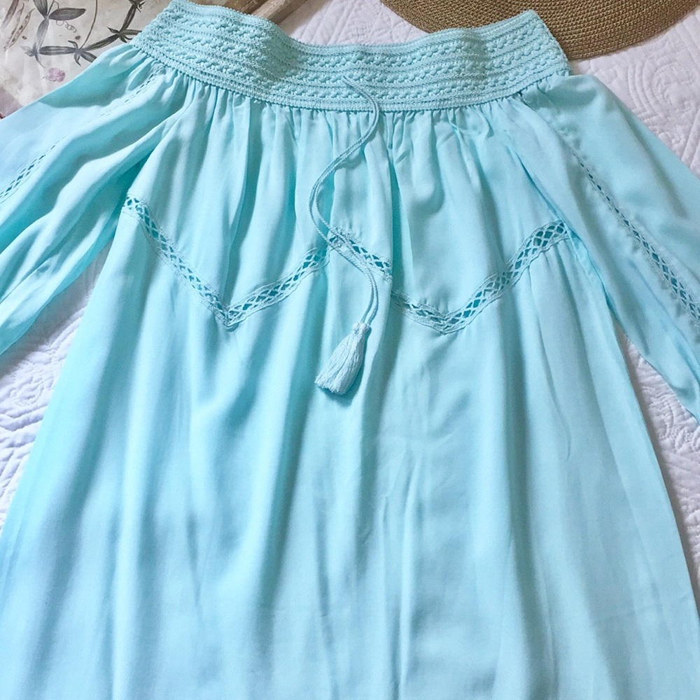 Tiffany Blue Off Shoulder Dress View 5